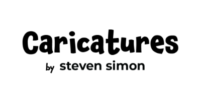 Black version of Steven Simon caricature artist logo for Houston and Austin